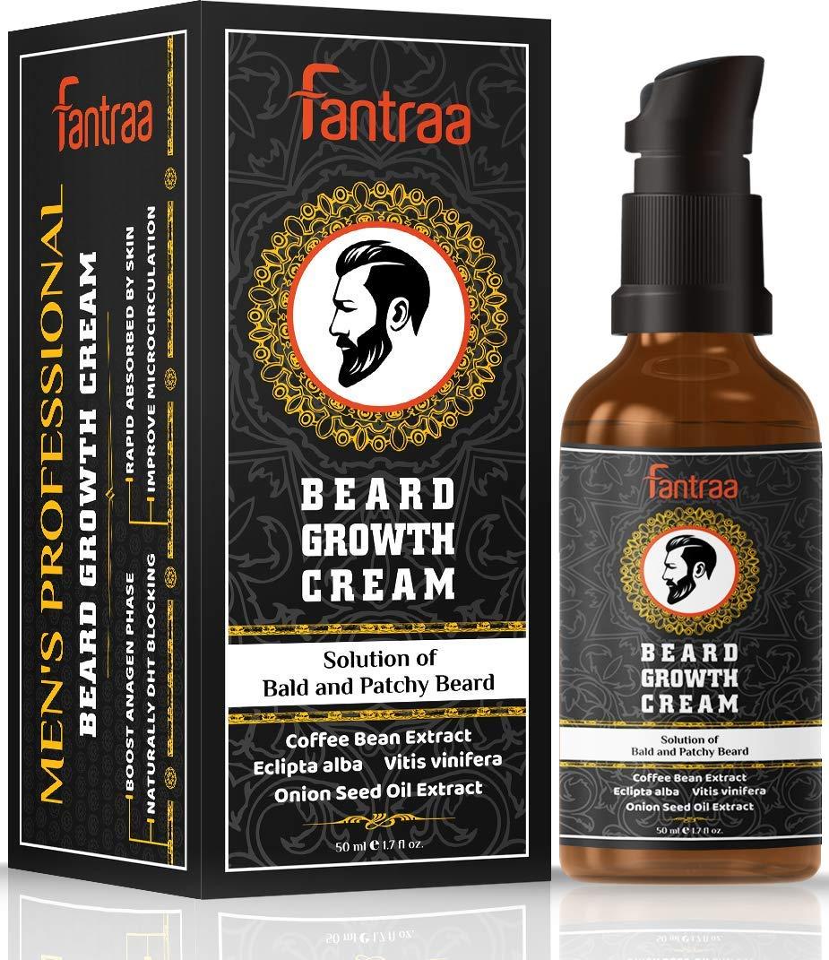 Fantraa Fantraa Beard Growth Cream - 50 Ml - Best Beard Cream for Patchy and Uneven Beard with Coffee Bean & Onion Extract- 100% Natural | Clinically Tested | Non Sticky
