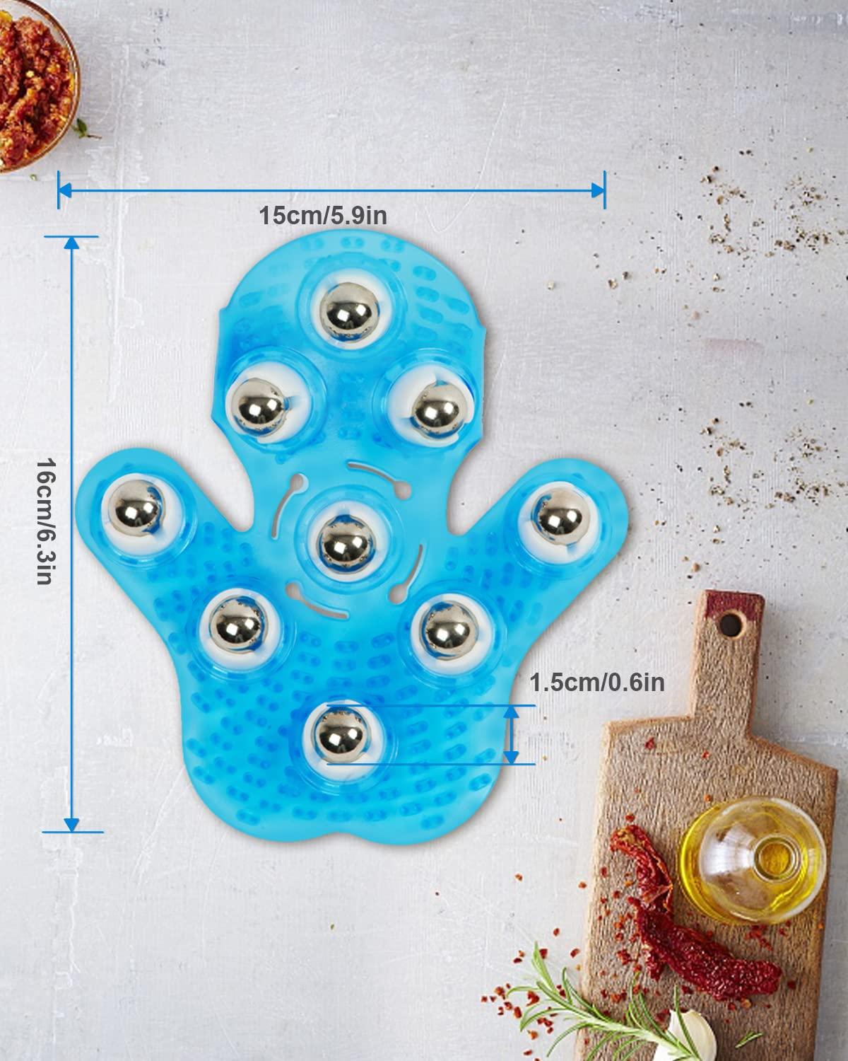 Outton Glove Massager Palm Shaped Hand Massage Manual 9 360-degree-roller Mental Roller Ball Blue by Outton