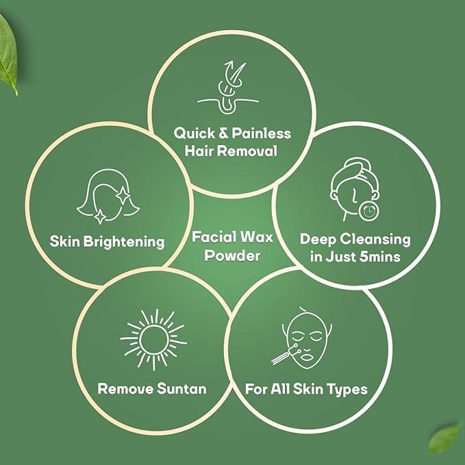KRISHANVI Facial Hair Removal Wax Powder with Ubtan & Aloevera, Painless Herbal Facial Hair Remover Waxing Powder for Women No Harmful Chemicals, No Irritation, No Skin Rashes - 100 gm
