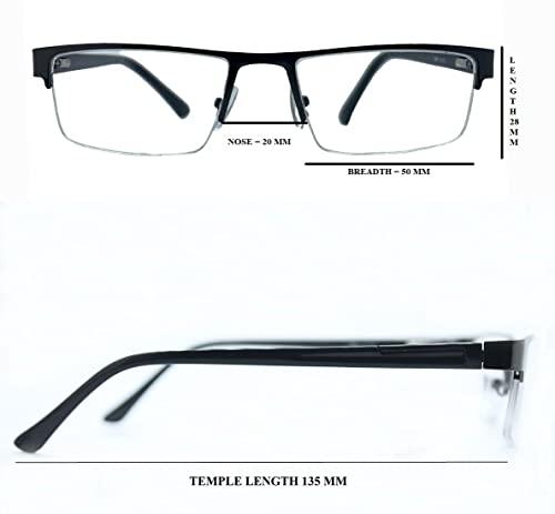 TJT TJT Half Rim Reading Glasses For Men And Women Power +1.00 +1.25 +1.50 +1.75 +2.00 +2.25 +2.50 +2.75 +3.00 Colour (Metallic) (+1.00)