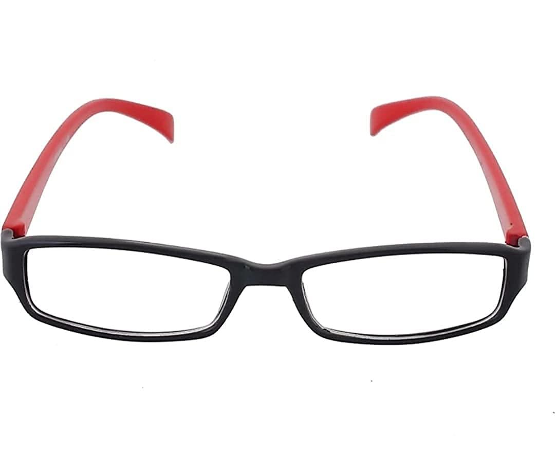 Glasswear Glasswear Reading Glasses For Men & Women Anti Glare 1.00 1.25 1.50 1.75 2.00 2.25 2.50 2.75 3.00 3.25 3.50 3.75 4.00 4.25 4.50 Black And Red Sides Square Frame (0.50)