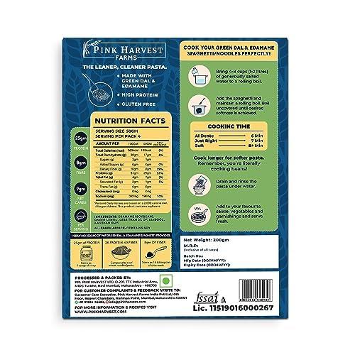 Pink Harvest Farms Pink Harvest Farms Green Dal & Edamame Spaghetti Noodles | No Rice - No Maida | Vegan | Gluten Free | High Protein | 3 x 200gm Pack