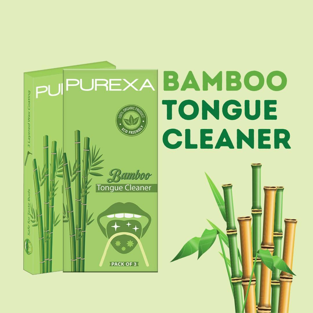 PUREXA PUREXA Bamboo Toothbrush and Tongue Scraper | Charcoal-Infused Soft Bristles | Antibacterial & Biodegradable | (4 Toothbrush & 6 Tongue Scraper)