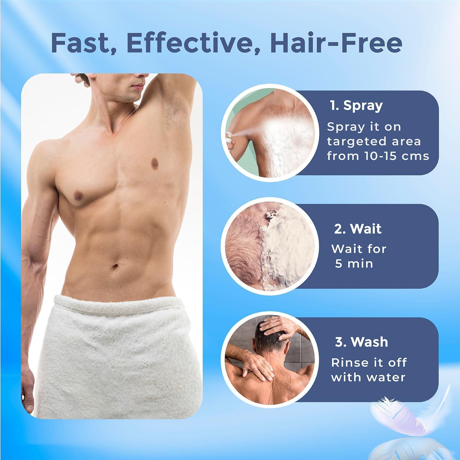 Vetoni Vetoni Veclean Hair Removal Spray Foam, 200ml x 2, for Men & Women, 3 Mins Formula, Painless, Enriched with Aloe Vera & Lemon, for Chest, Back, Legs & Underarms