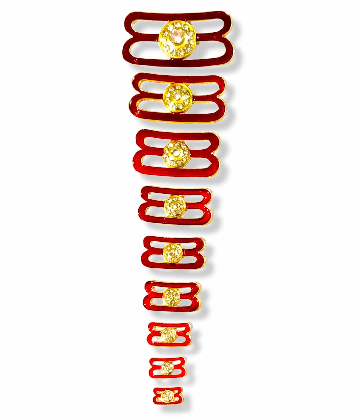 THE KANHA STORE; Your place of trust for every spi The Kanha Store Tripund Tilak for Lord Shiva Idol Bholenath & Shivling | Rhinestone Red Metal Tika | Brij Sugandha (1.8 cm)