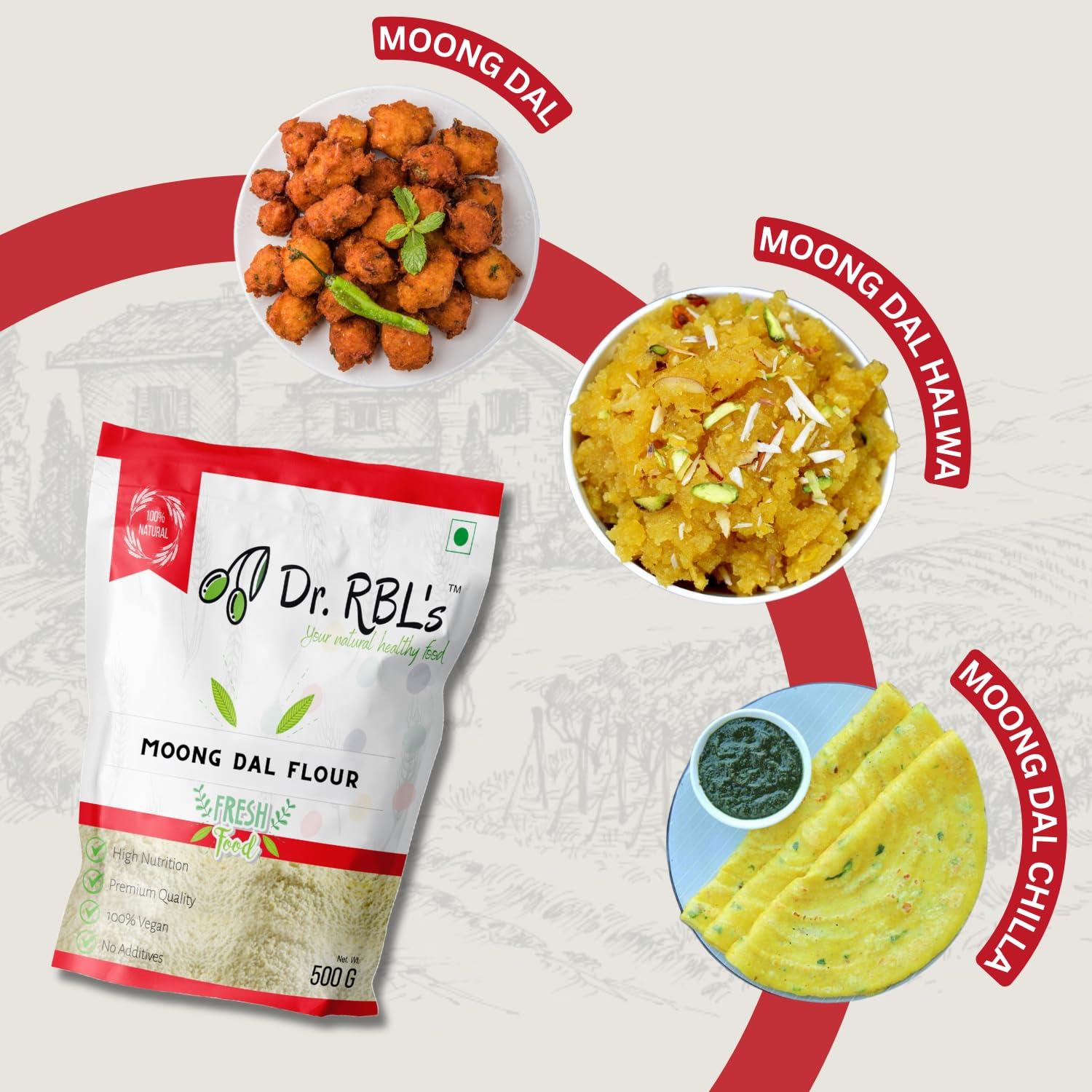 Dr. RBL's Dr. RBL\'s Moong Dal Flour | Moong Dal Atta | Nutritious, High in Fiber and Protein | Ideal for Cooking, Baking, and Gluten-Free | Pack of 6 (3KG)