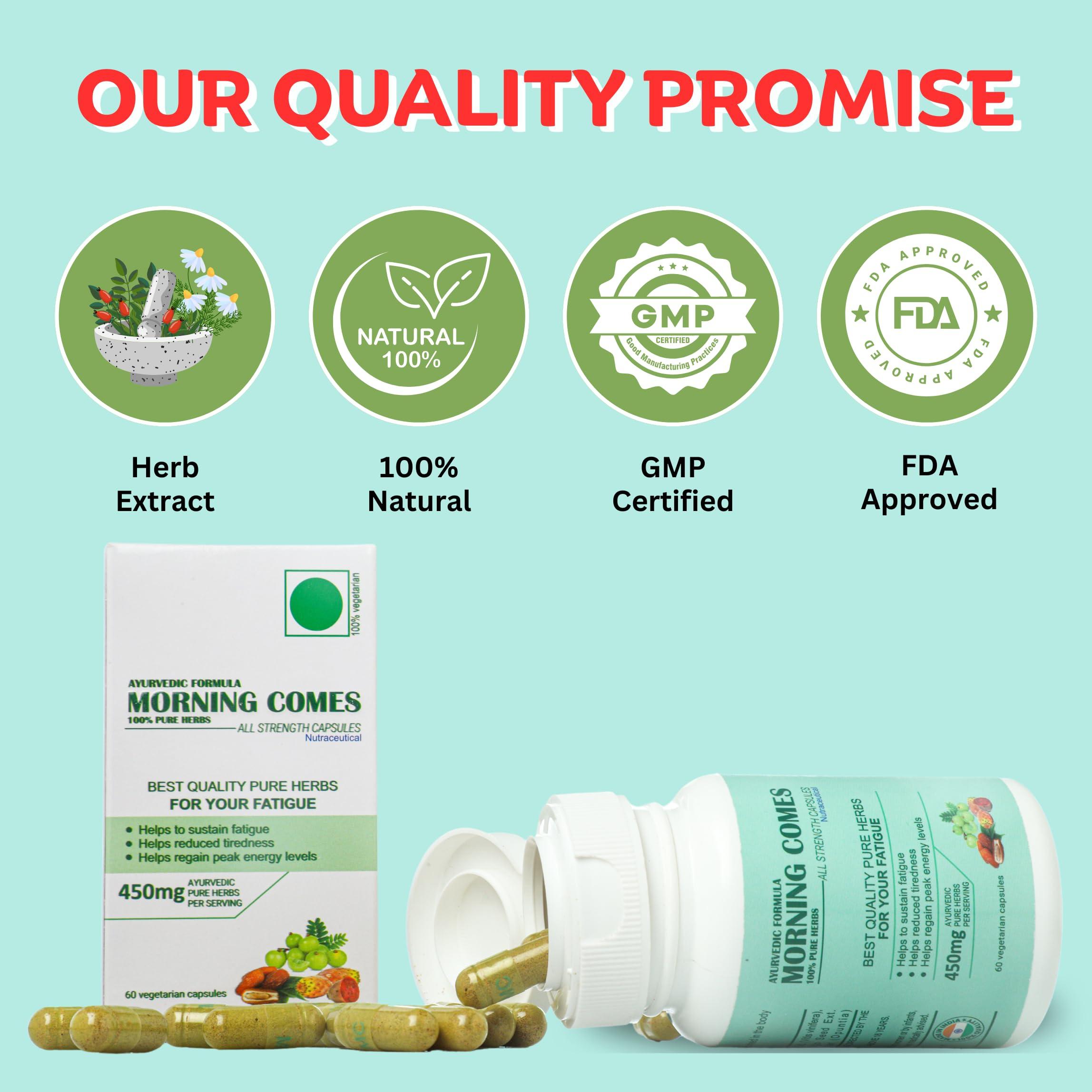 MORNING COMES Morning Comes Ayurvedic All Strength Capsules | 450 mg Herbal Blend with Dates, Mango Seed & Amla for Daily Wellness, Energy, Stamina, Blood Sugar Support & Immune Health | 60 Capsules (Pack of 1)