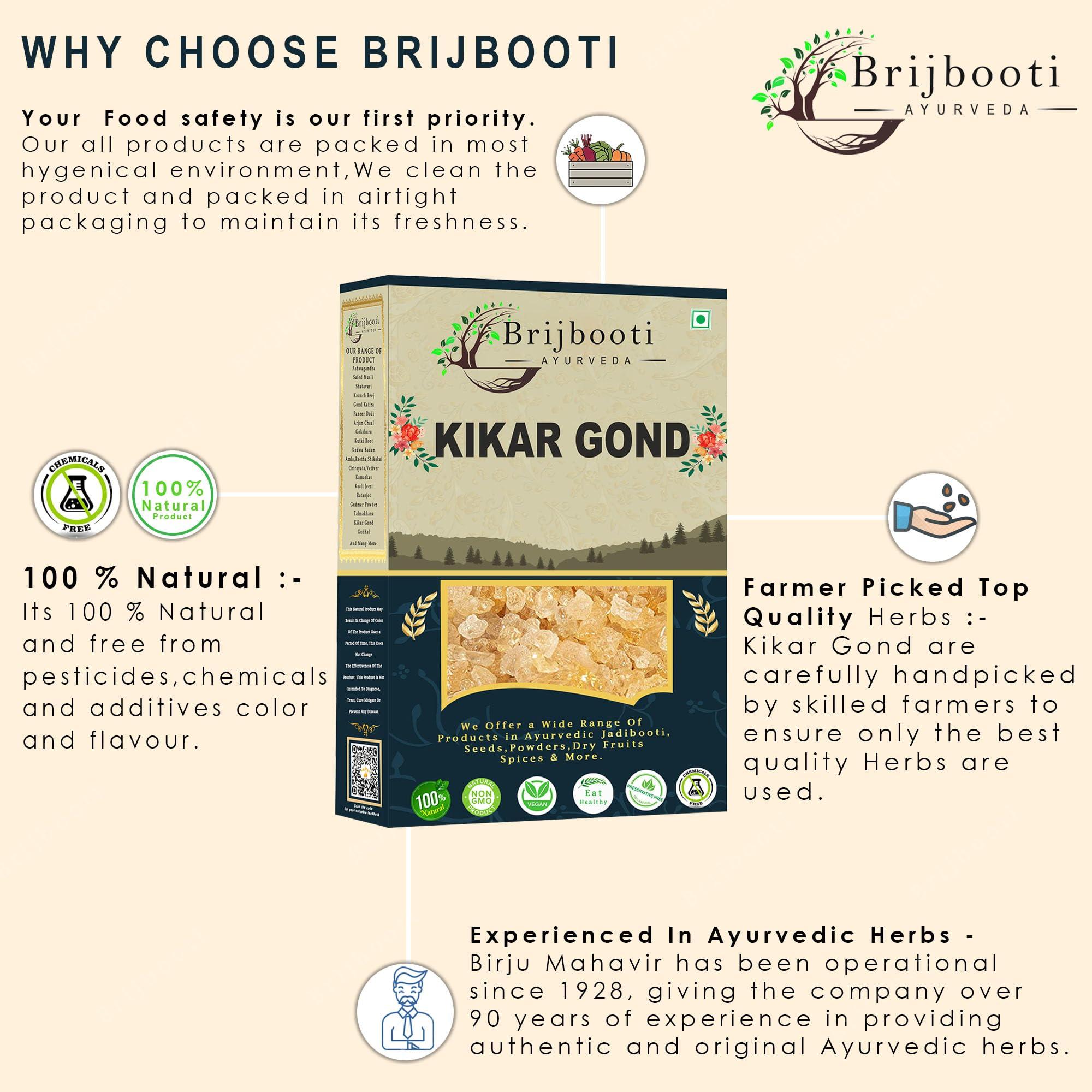 BrijBooti BrijBooti Organic Babool Gond For Ladoo -(250 Gr) Kikar Gond - Gum Arabic - Babul Gond - Premium Export Quality