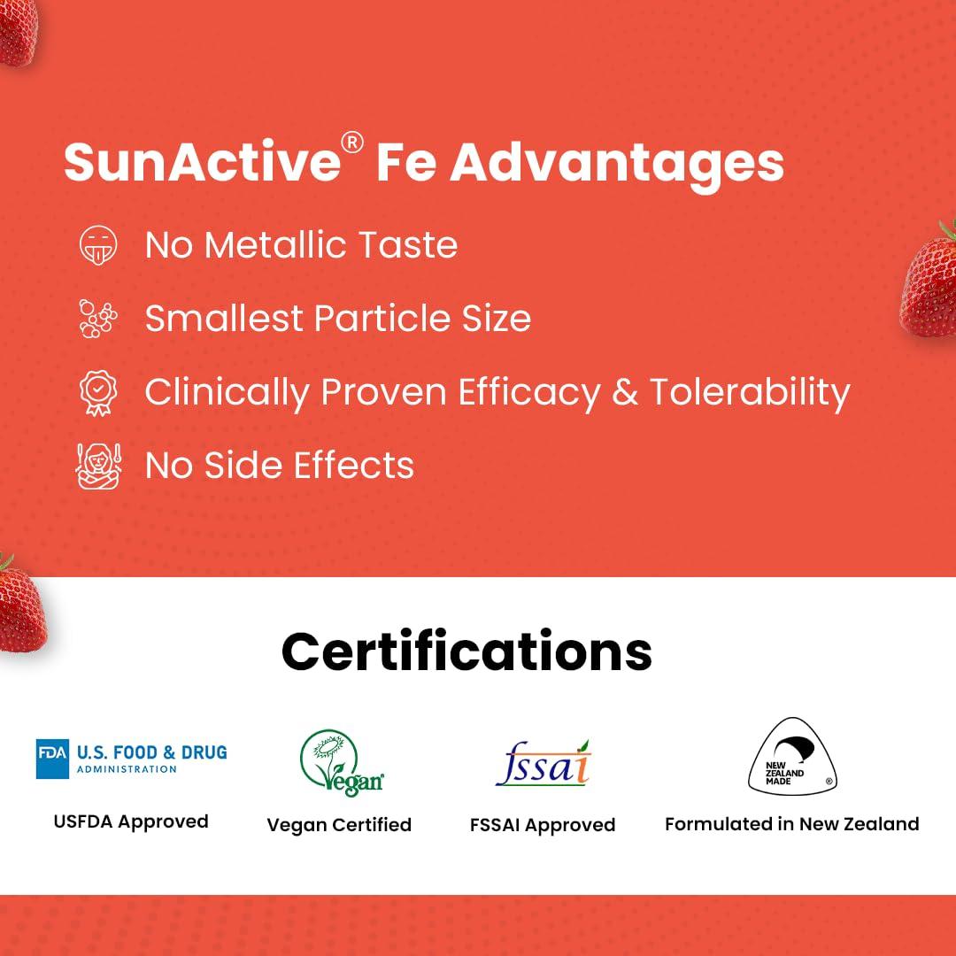 Gytree Gytree Iron Gummies for Women with W.H.O. Recommended SunActive Fe | Pregnancy Safe Clinically Proven Iron Supplement For Women | Boosts Haemoglobin & Body Immunity |Helps Treat Anaemia (Pack of 30)