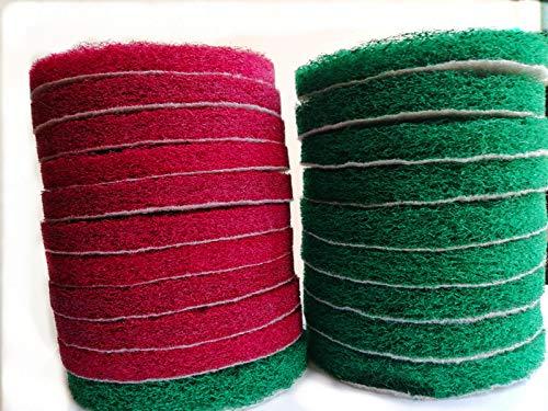 HUAWELL 20 Pieces Scrub Pads Drill Power Brush Tile Scrubber Scouring Pads Cleaning Kit Including 2 Kinds of Abrasive Buffing Pads Replacement for Home Kitchen House Indoor Outdoor Cleaning (4 Inch)