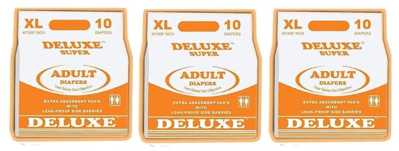 Deluxe Deluxe Adult Diapers Extra Large 48\"- 68\" Sticking type 30 pcs / 3 packs