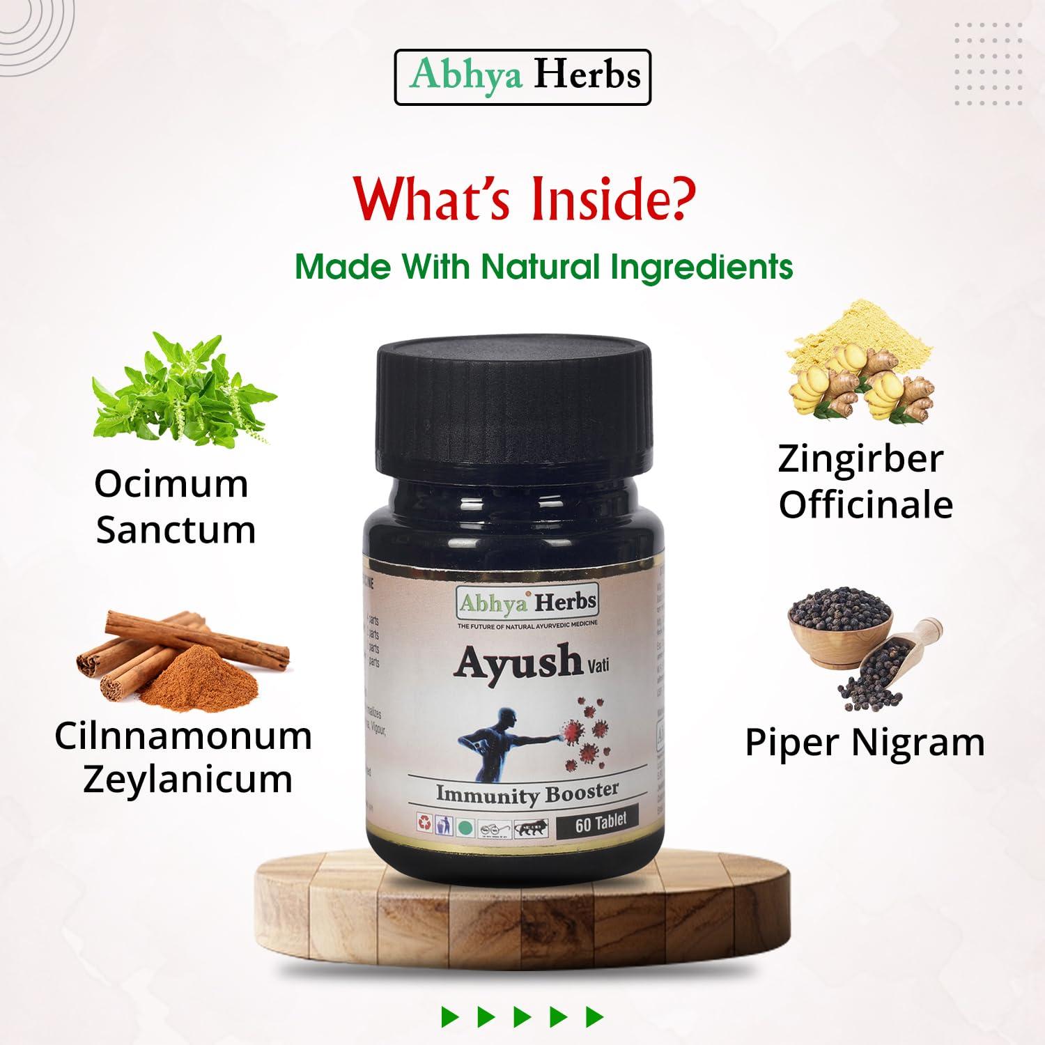 ABHYA HERBS ABHYA HERBS Ayurvedic Ayush Vati Natural Immunity Booster For both Men and Women - 60 Tablets