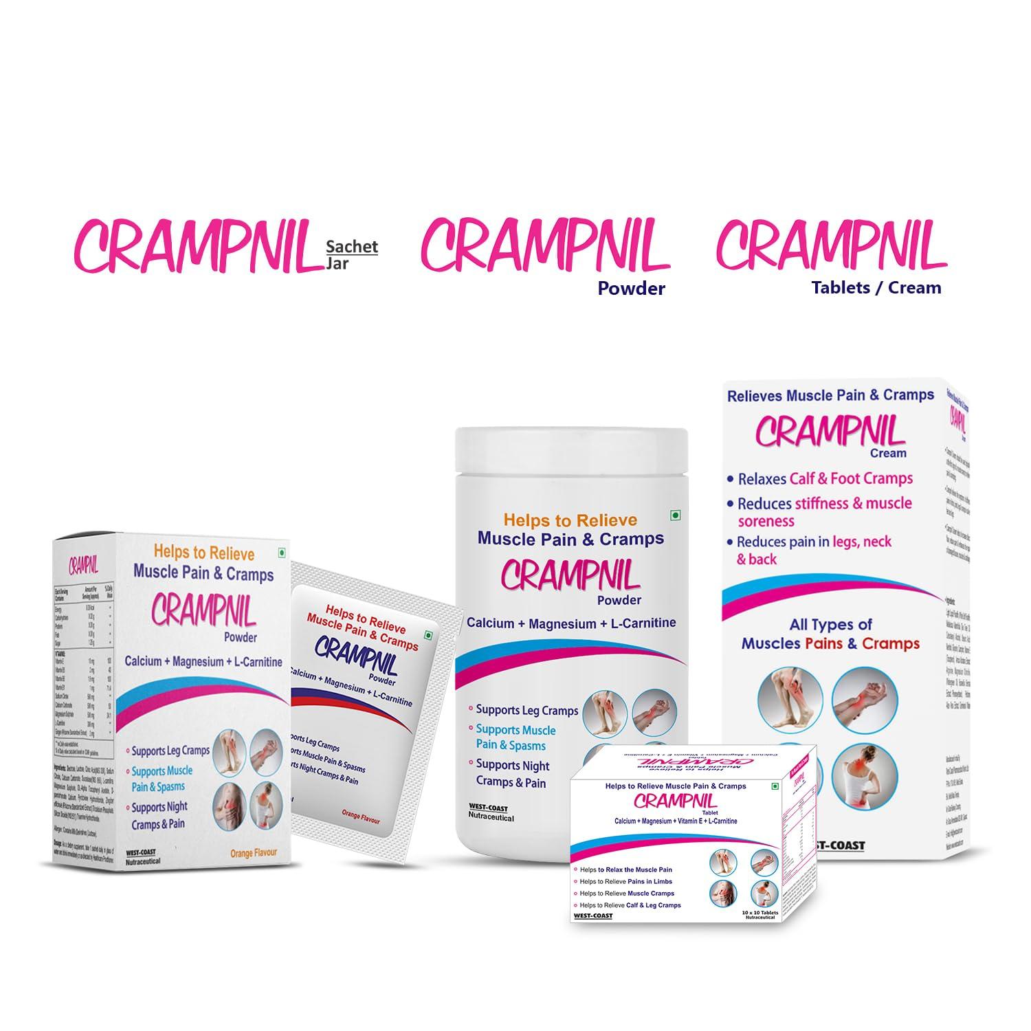 WEST-COAST WEST-COAST Crampnil Tablets helps to relieve muscle pain, joint pain & cramps