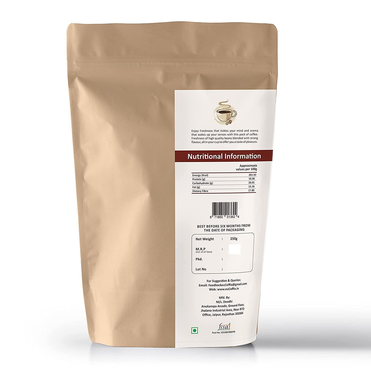 euCoffia euCoffia 100% Arabica Roasted Coffee Powder (Medium Roast) (Moka Pot) (Powder) (Size: 250 Grams)