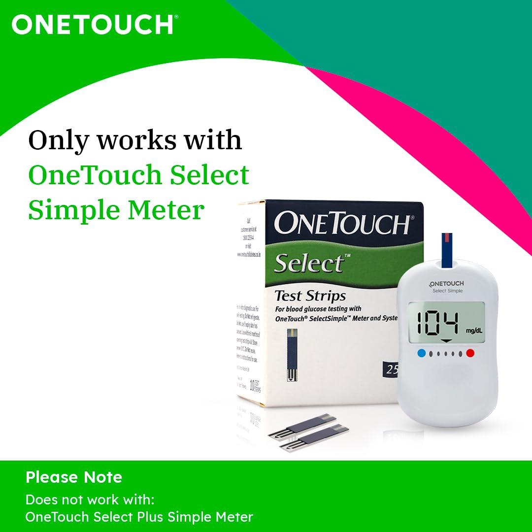 OneTouch OneTouch Select Test Strips | Pack of 25 Strips | Blood Sugar Test Machine Testing Strips | Global Iconic Brand | For use with OneTouch Select Simple Glucometer