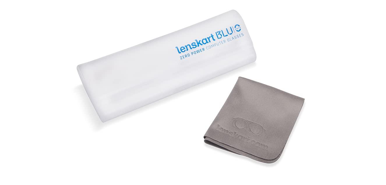 LENSKART BLU LENSKART BLU | Zero Power Blue Cut Computer Glasses | Anti Glare, Lightweight & Blocks Harmful Rays | UV Protection Specs | Black | Men & Women | Small | LB E16059