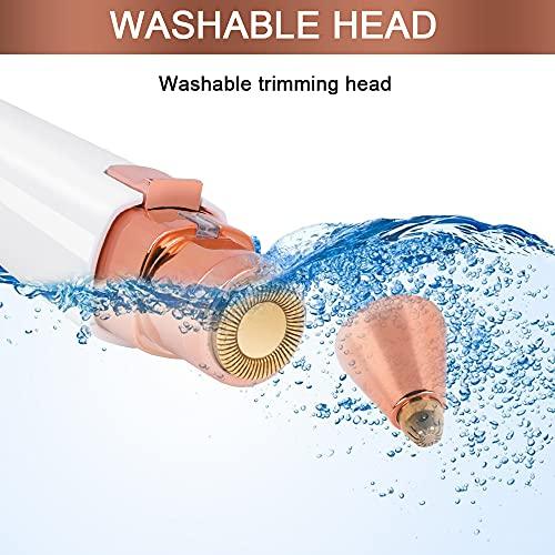 URAQT Facial Hair Remover for Women, 2 in 1 Eyebrow Trimmer & Face Hair Remover, Rechargeable Waterproof Painless Lady Shaver for Lips Nose Face Body Peach Fuzz