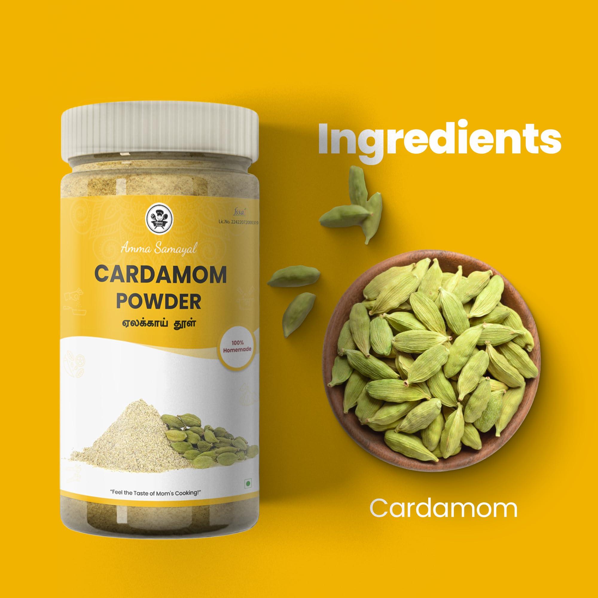 AMMA SAMAYAL Amma Samayal Herbs/Spices Powder 100% Homemade & Traditional - 100% natural Cardamom/Elaichi/Yelakkai Powder 100gm