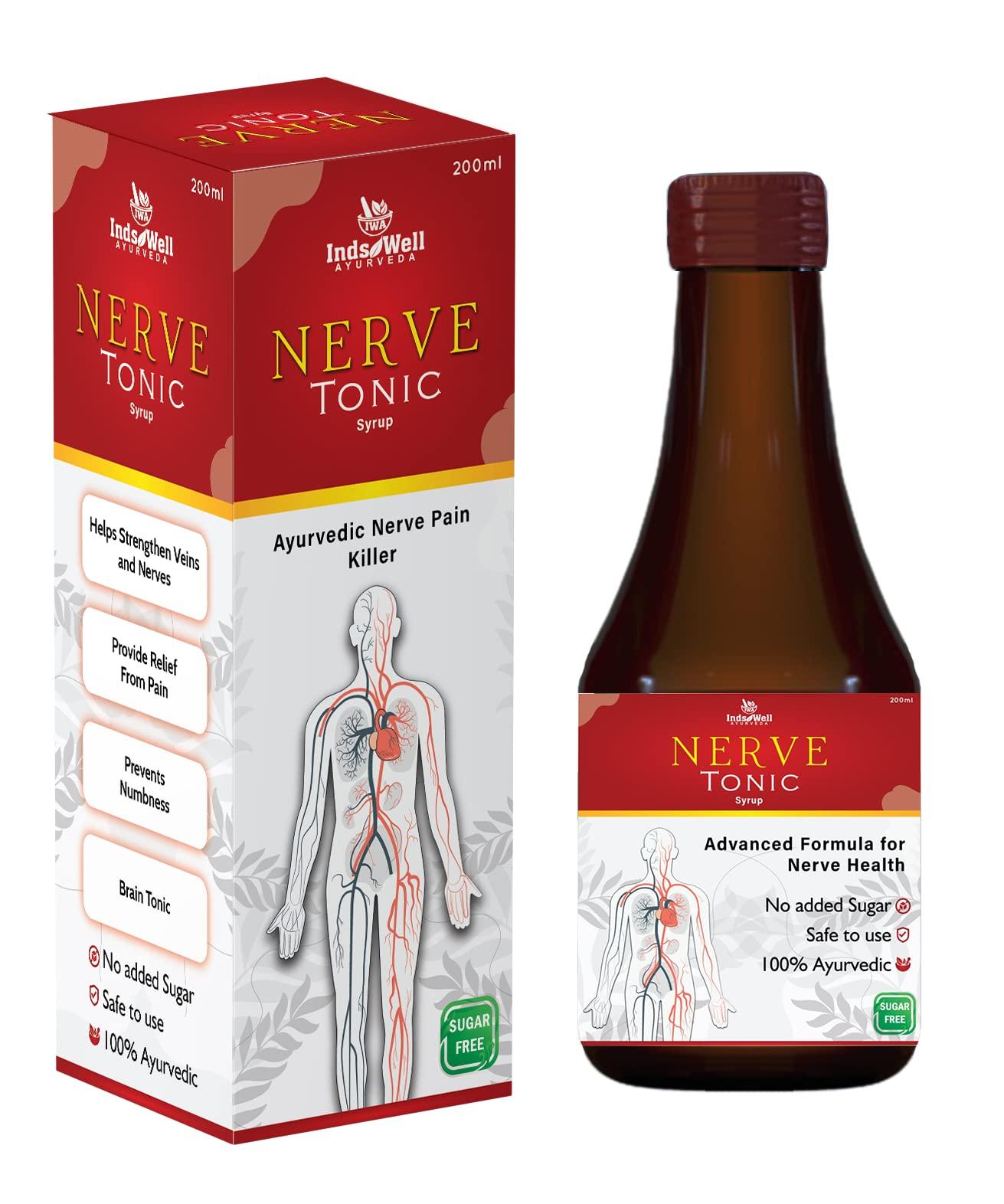 Inds well ayurveda Inds well ayurveda Nerve Tonic Syrup|100% Ayurvedic Nerve Tonic|Ashwagadha, Rasna, Suranjan, & Vach|Nervous System|Pain Killer|Herbal Syrup - 200 G