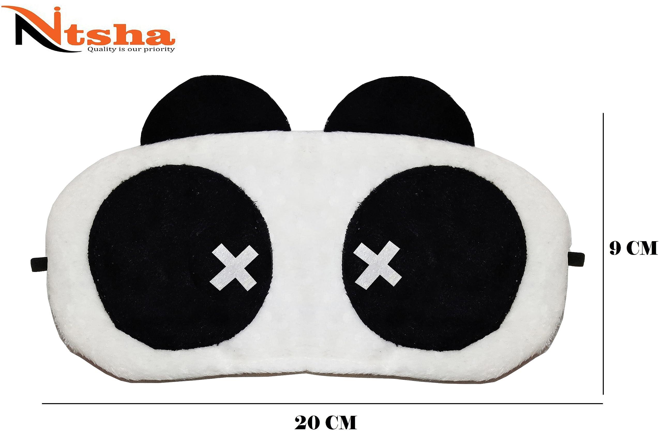 Nitsha NItsha Cross Cute Fur Panda Eye Blind Sleeping Eye Mask Slip Night Sleep Eye White and Black Super Soft & Smooth Travel Masks for Men Women Girls Boys Kids (Panda)