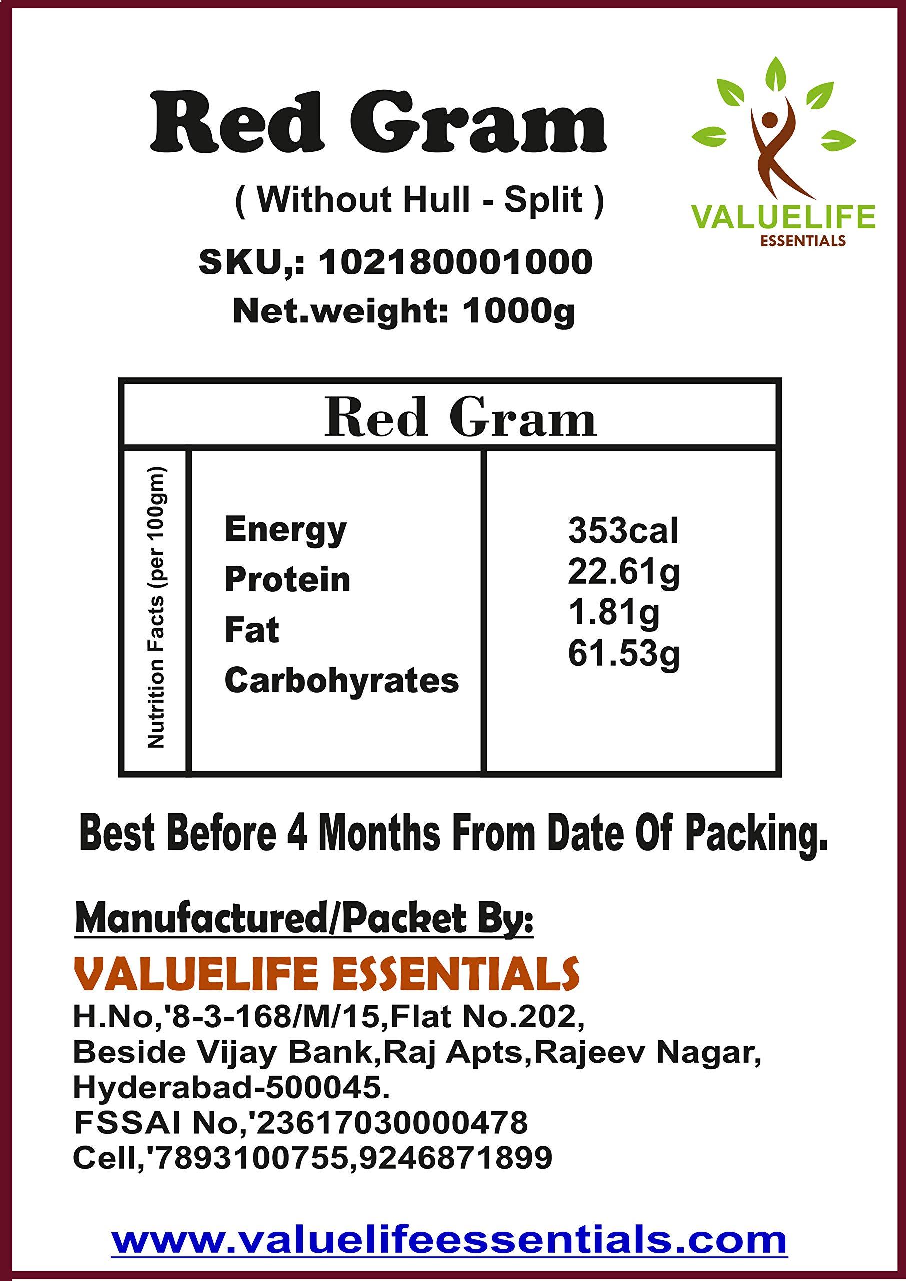 Value Life Red Gram (Split) 1kg