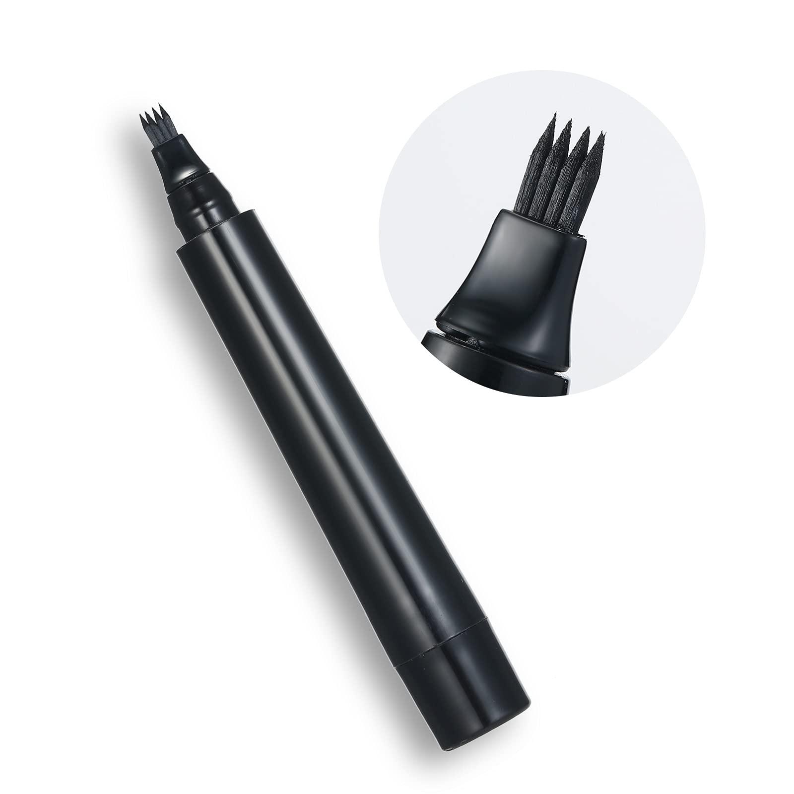 POOWE Beard Filler Pen & Beard Brush Male Mustache Shape Repair Effective Enhance Facial Hair Waterproof & SWEA roof Beard Pen Kit for Man(Black)-POOWE