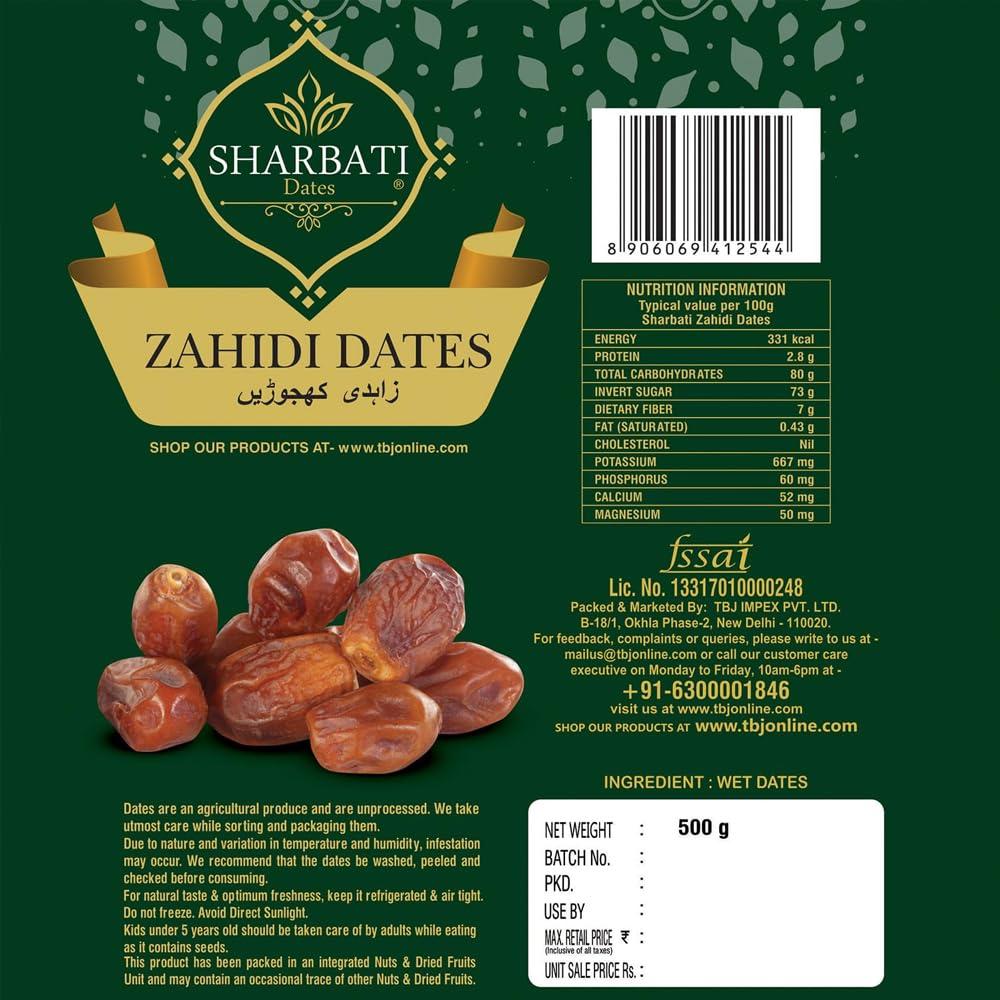 Sharbati SHARBATI DATES Premium Zahidi Fresh Dates 500Gm With High In Fibre & Rich Source Of Iron | Gluten Free | No Preservatives |100% Vegan | Wet Khajoor | Khajur | Date Fruits