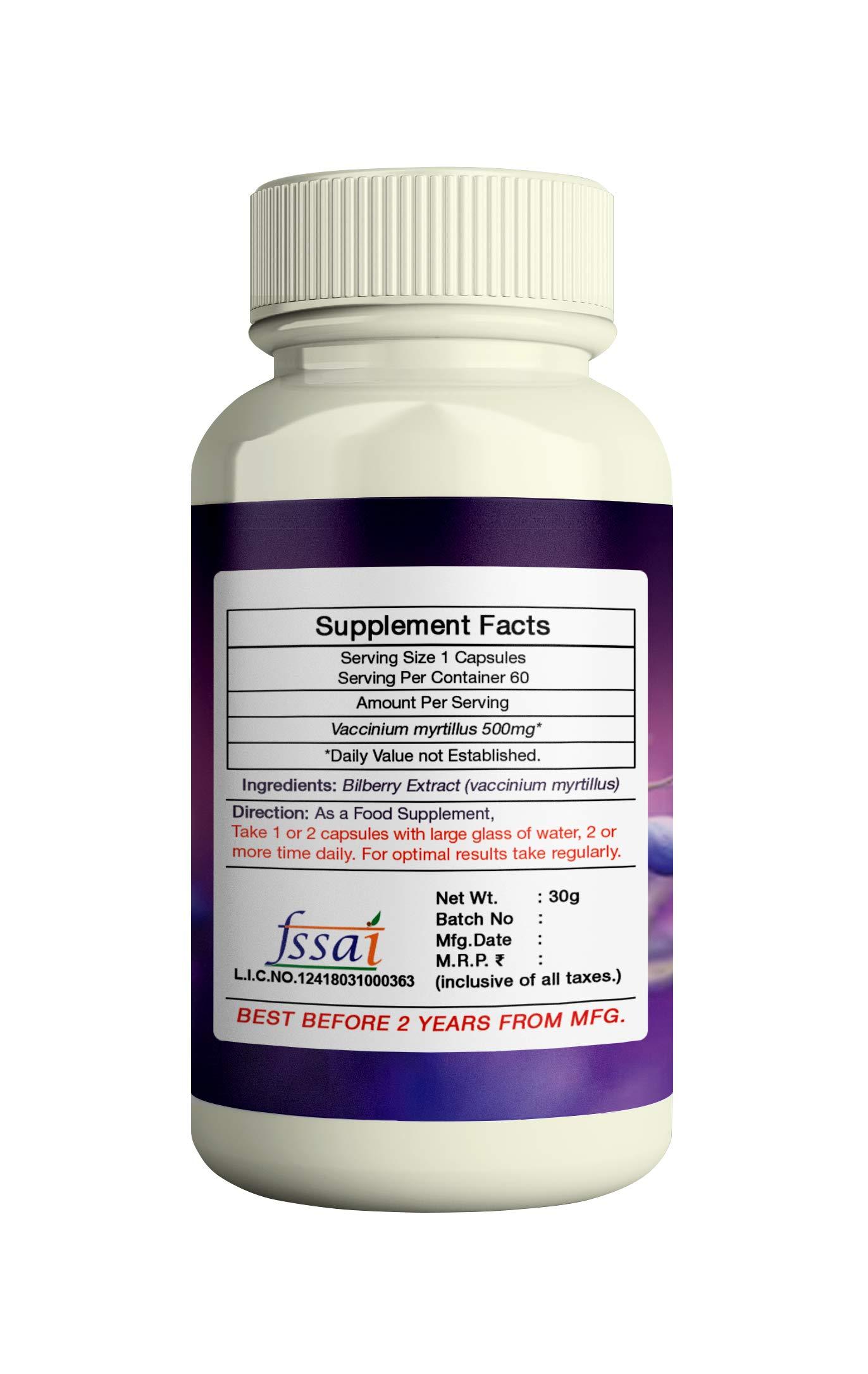 ERBZENERG ERBZENERG® Bilberry Extract (Vaccinium myrtillus) Whortleberry 60 Capsule 500mg (Pack of 2)