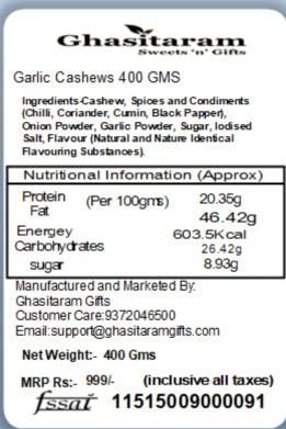 Amaram Amaram by Ghasitaram Rakhi Gifts for Brother - Pack of 2 Garlic Cashews 200 GMS with Beads Rakhi