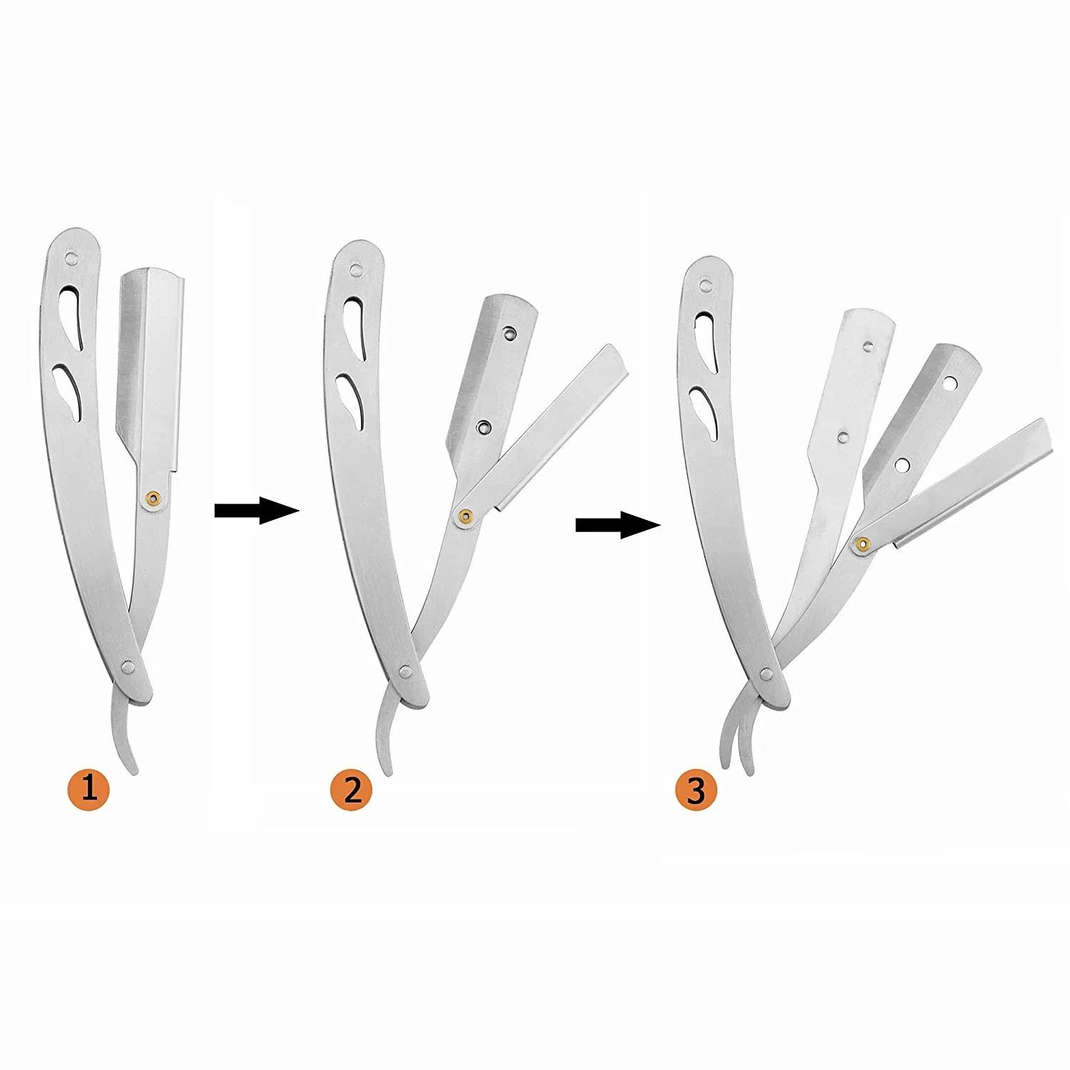 JIBARO Jibaro Care Professional Barber Stainless Steel Straight Edge Razor Safety Salon Quality Smooth Shave Folding Hair Salon Shaving Razor Ustra for Men