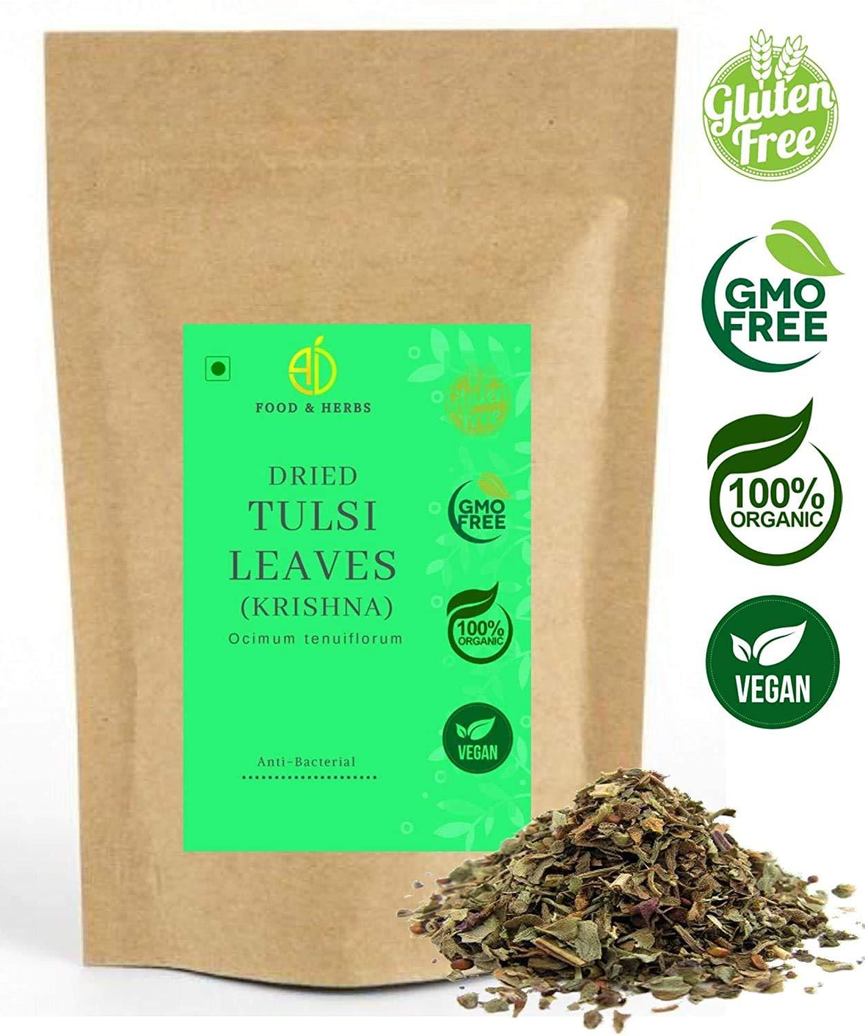A D FOOD AND HERBS A D Food & Herbs Organic Dried Krishna Or Shyam Tulsi Leaves/Ocimum Tenuiflorum/Holi Basil Leaves (150 Gms)