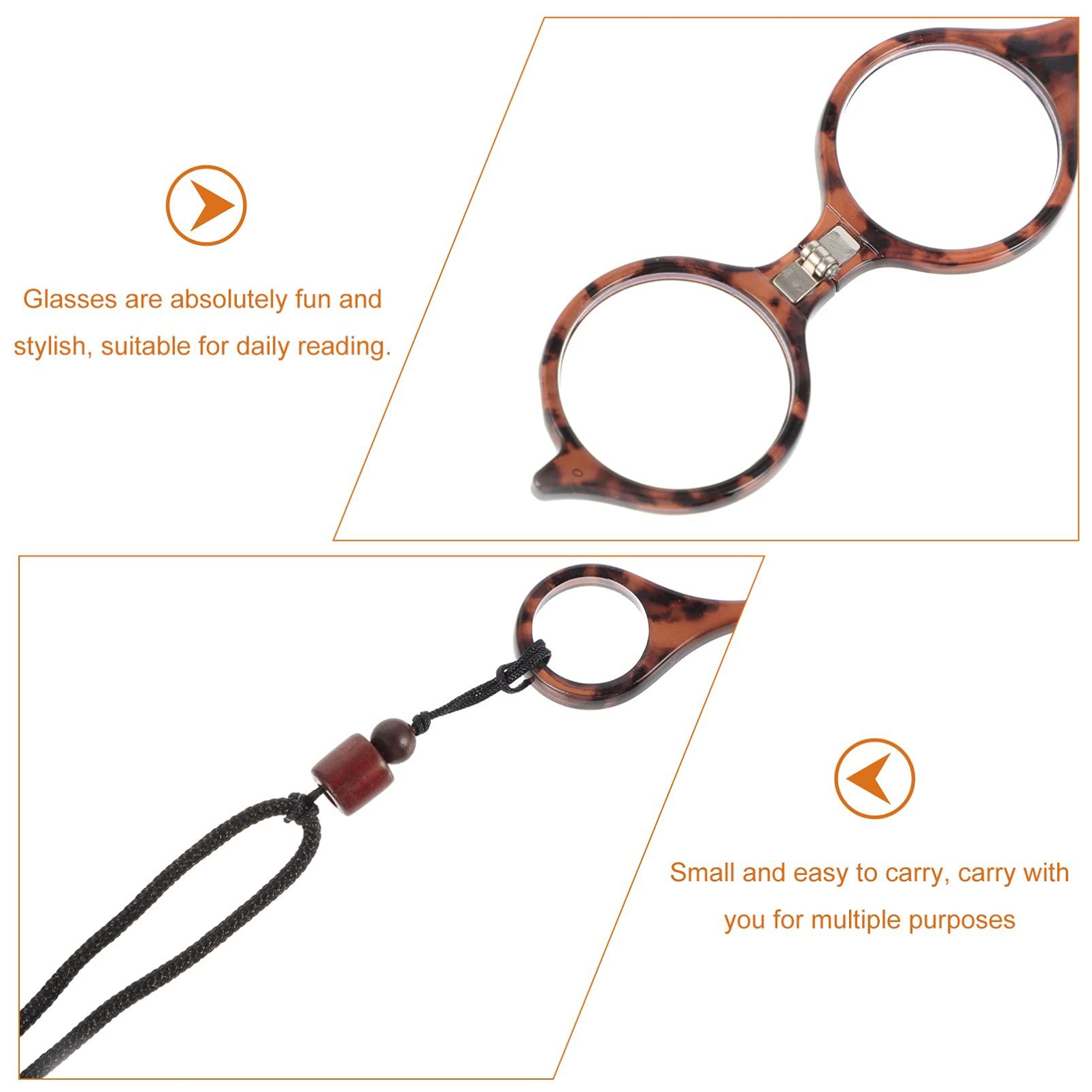 FOMIYES FOMIYES Necklace Folding Reading Glasses, 2 Pcs 1 Set Portable Hanging Neck High- definition Glasses, Exquisite Mini Readers Glasses for Men Women