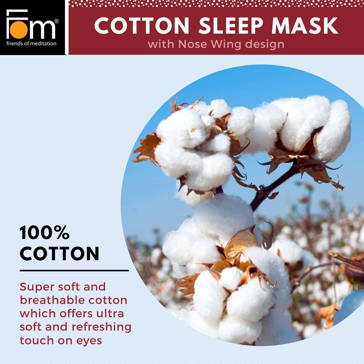 FOM (Friends of Meditation) Friends of Meditation 100% Cotton Sleep Mask | Light Blocking Sleep Eye Mask, Comfortable & Soft, Night Eye Mask for Travel | 100% Blackout w Nose Wire & Adjustable Band (Red)