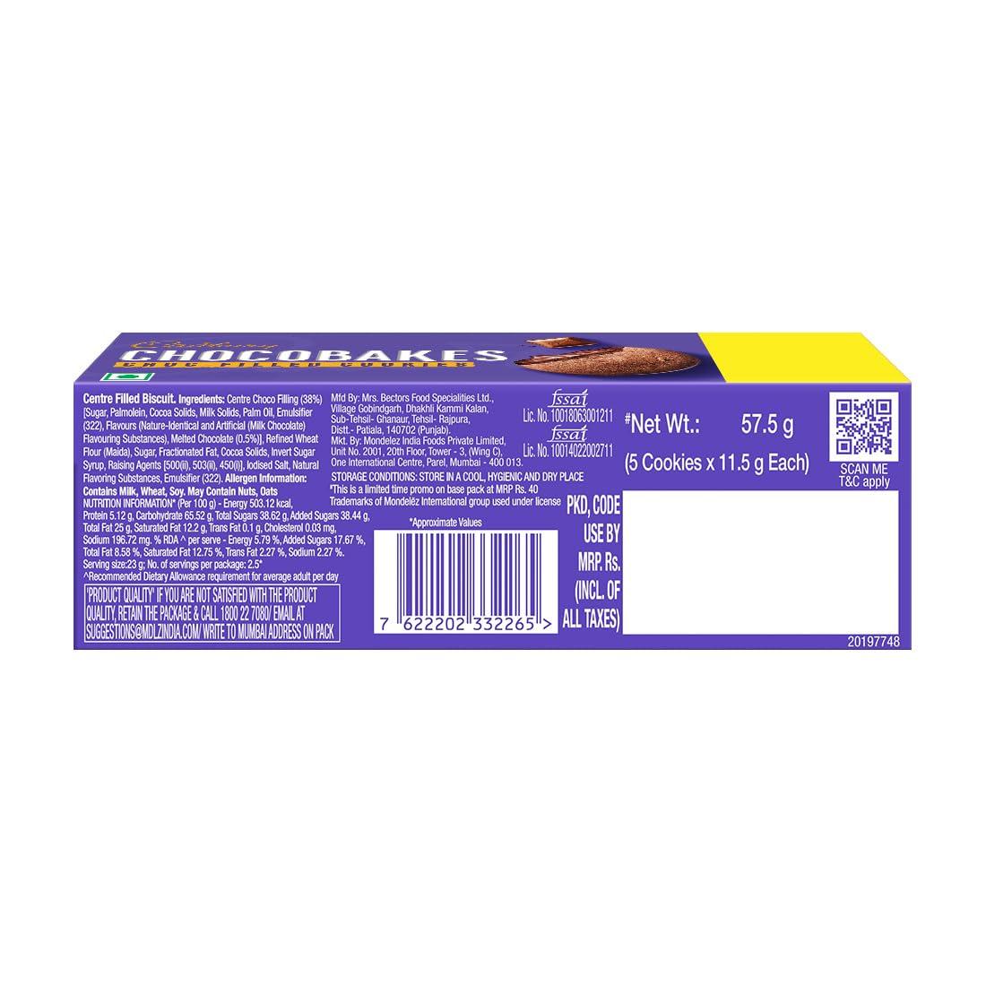 Cadbury Cadbury Chocobakes Choc Filled Cookies, 10 x 75 g