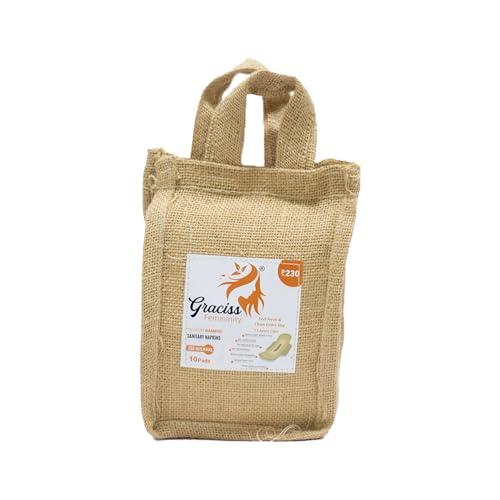 Graciss ; Femininity Graciss 10 Pcs Bamboo 3XL(350MM) size Ultra-thin Sanitary Pads for Women | sanitary napkins| Rash & Odour free| With premium cotton top and Bamboo strip With disposable wrap