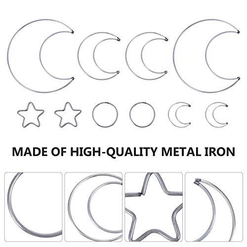 HEALLILY 20Pcs Moon Dream Catcher Rings Star Circle Macrame Hoop for DIY Craft Decoration