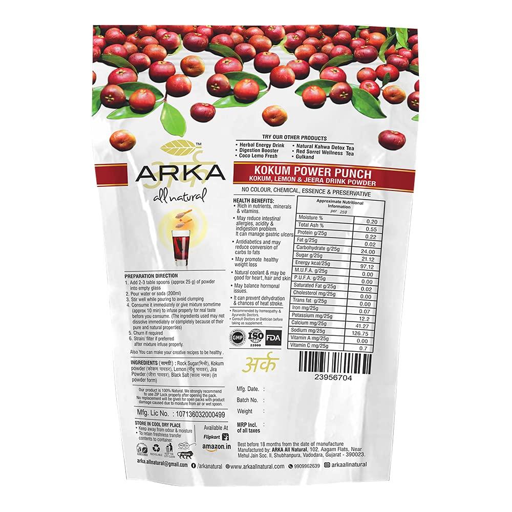 Arka All Natural Arka All Natural Kokum Power Punch | Health & Nutritional Caffeine Free | Instant Energy Powder Drink Mix 230g each (Pack of 2)