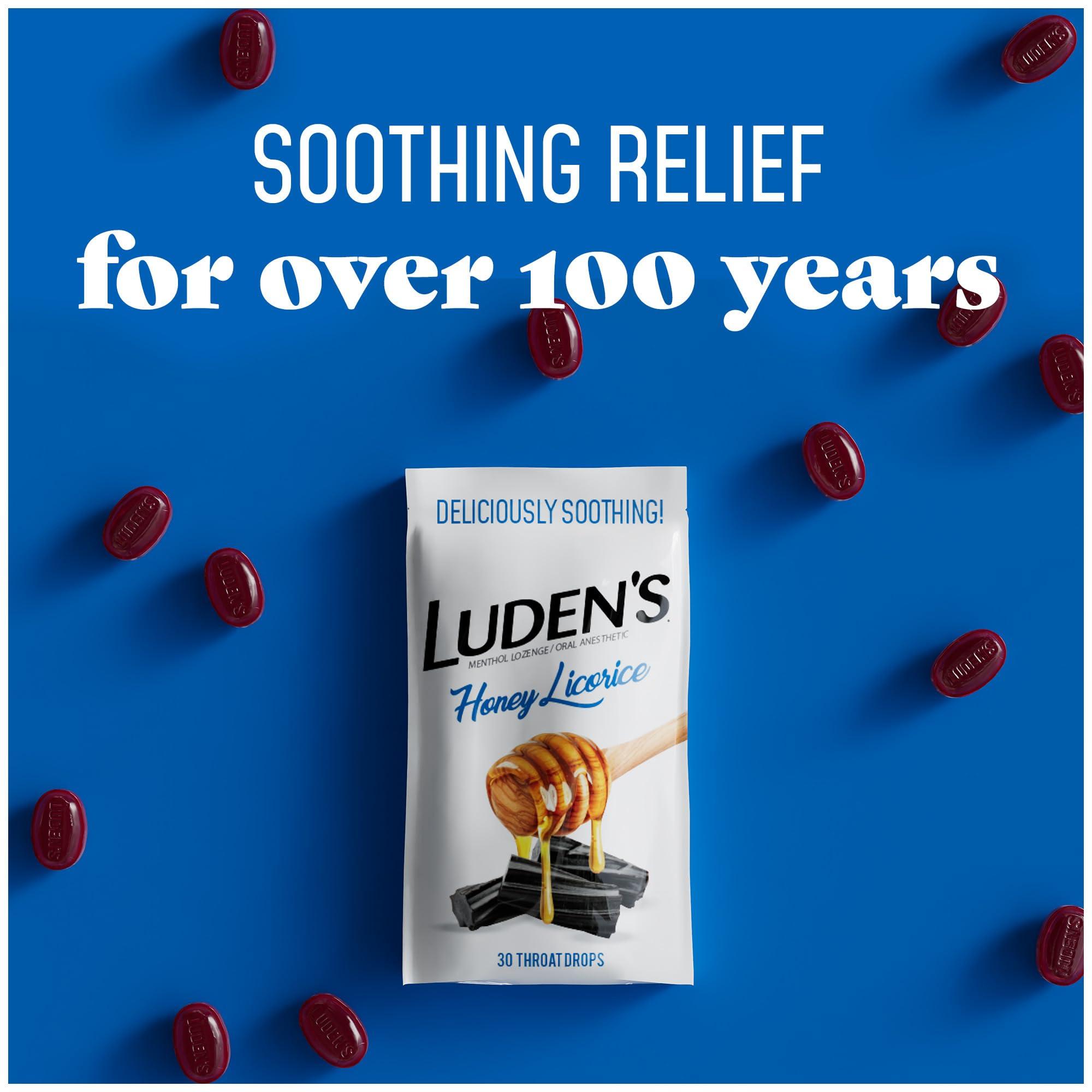 Ludens Luden\'s Throat Drops, Honey Licorice, 12 Bags of 30 drops