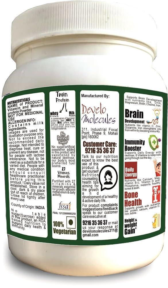 DEVELO Develo Whey Protein Powder for Little Kids (2-12 years) & Teenager Children, Boys & Girls - 1kg kesar Badam Flavour