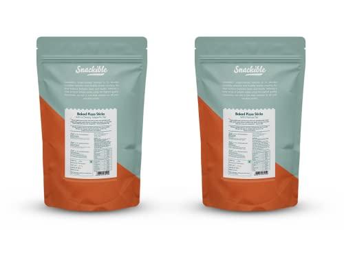 Snackible MU(N)CH BETTER Snackible Assorted Baked Pizza Sticks | Cheesy Jalapeno Dip and Spicy Harissa Dip (2x240gm) | Baked | Low Calorie | No Preservatives | Cracker&Dip