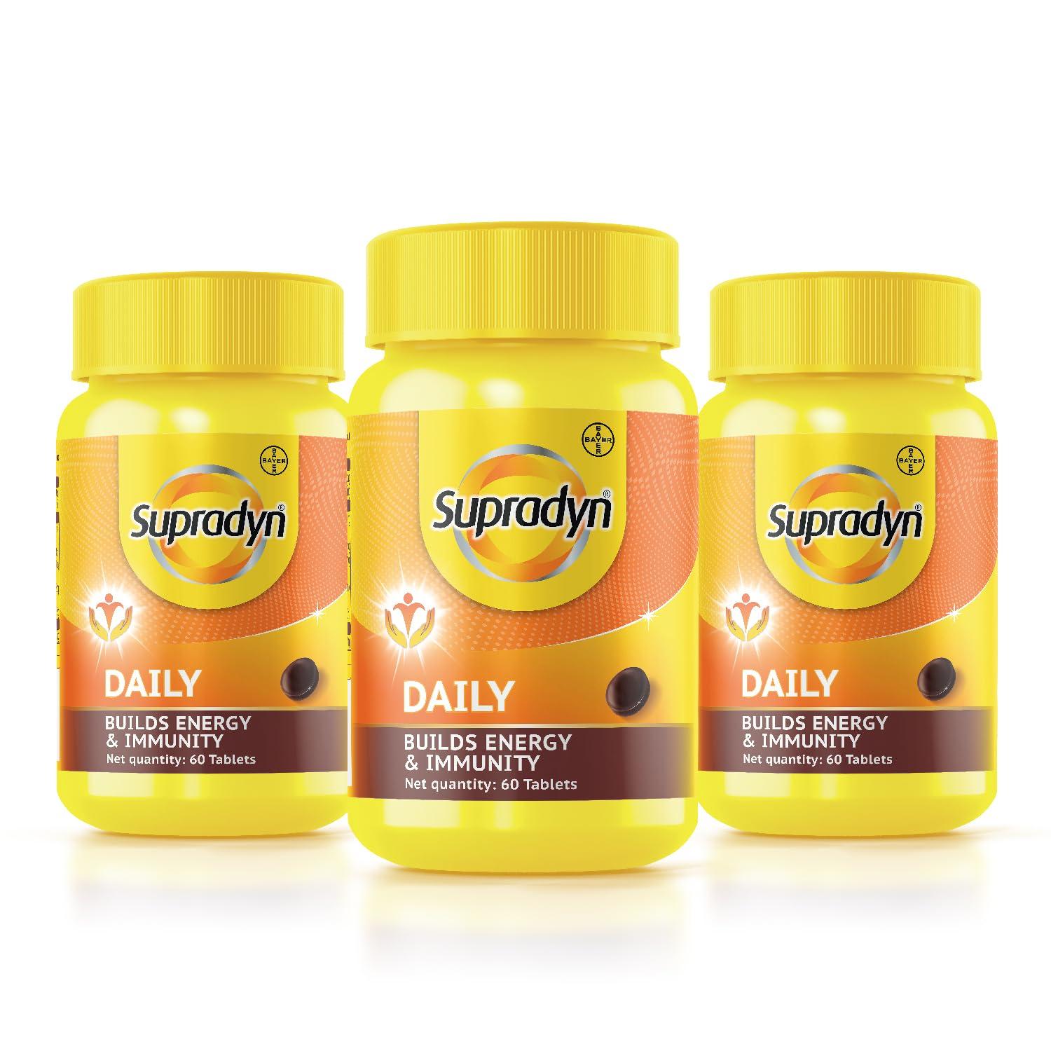 Supradyn Supradyn Daily, India\'s No.1 Multivitamin (180 tablets) with Biotin, Vitamin C, Vitamin D3, Calcium, Zinc for Daily Immunity & 2X Energy for Men & Women