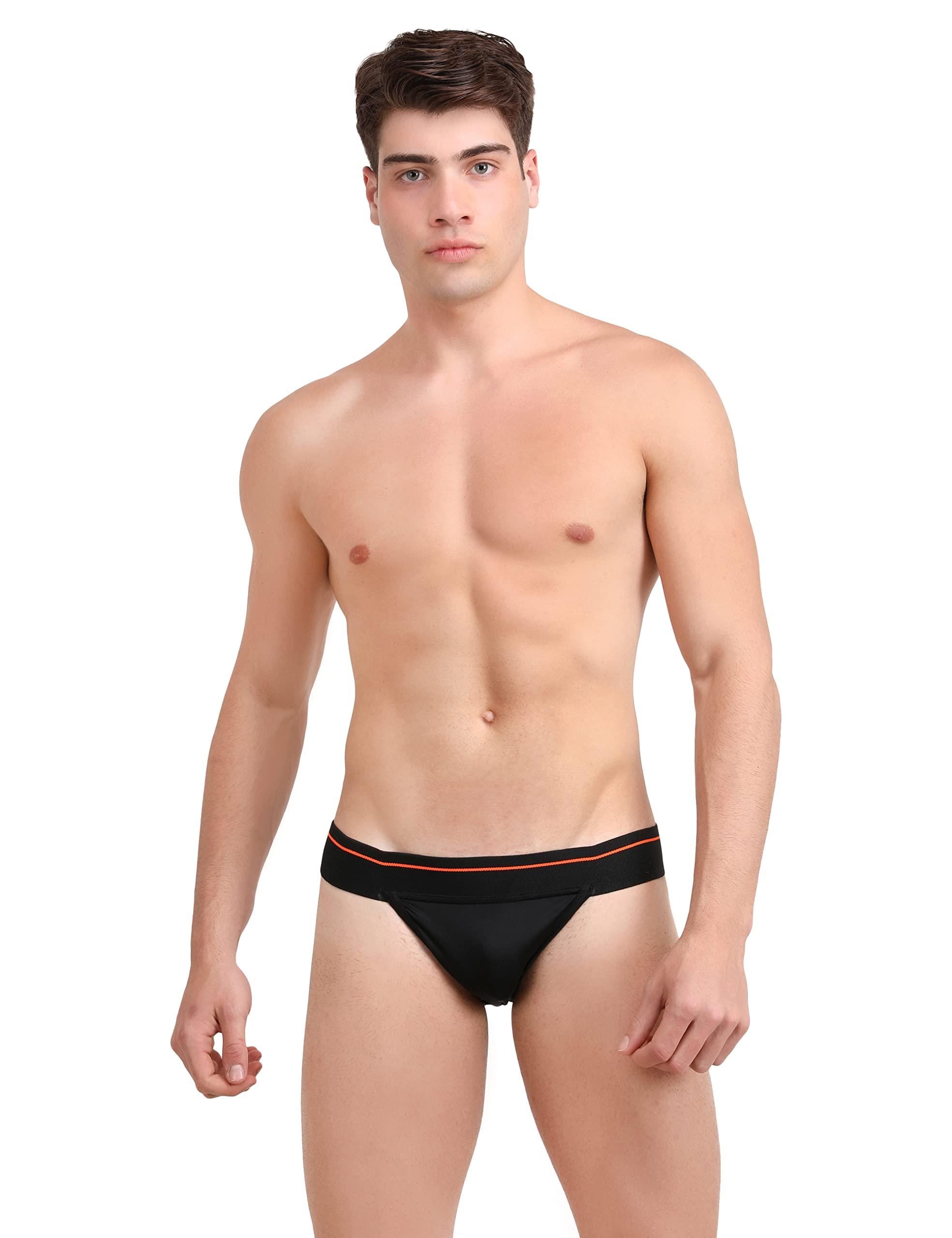 NEVER LOSE NEVER LOSE Men\'s Nylon Gym Supporter Underwear, Black, Large