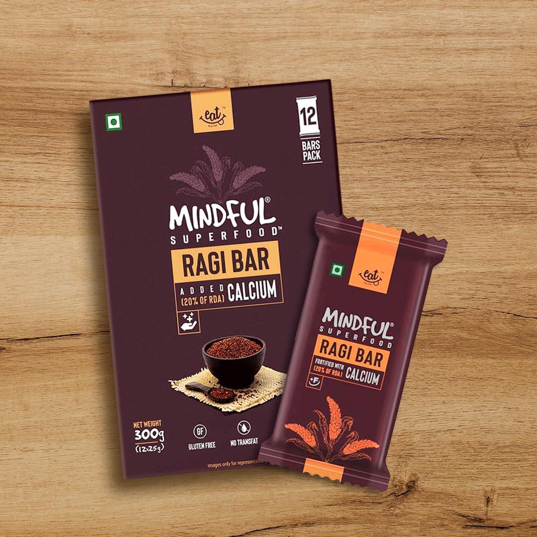 EAT Anytime Eat Anytime Mindful Healthy Energy Ragi Bar | Gluten Free & High Fiber | Energy Bar Sugar Free | High Protein Bar | Healthy Bar & Breakfast Protein Bar | Ragi Bar/Energy Bar-300gm(12pcs of 25gm)