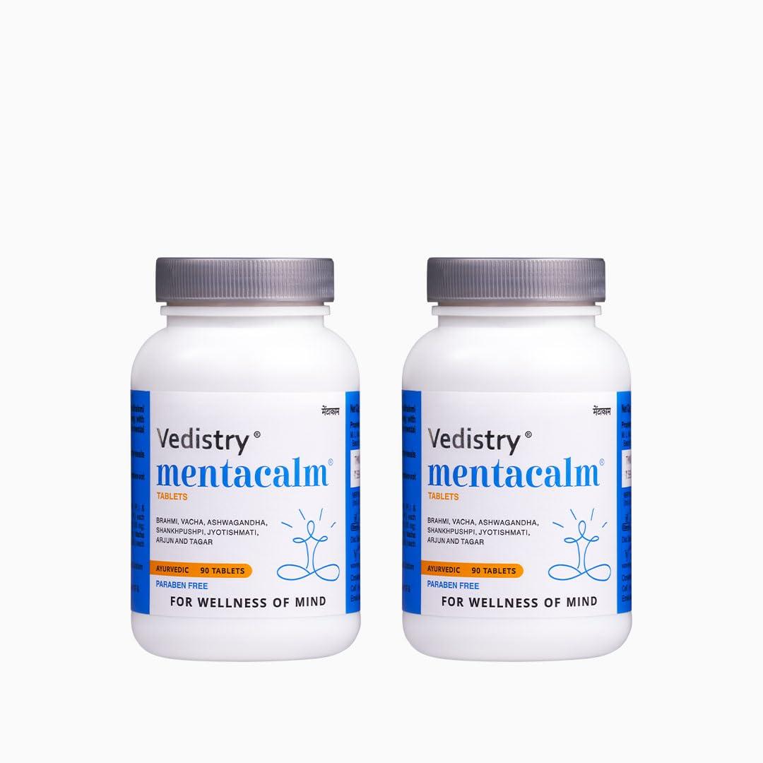 Charak Charak Vedistry Mentacalm Tablets | Ayurvedic Support For Stress, Anxiety & Mental Calmness| Brahmi, Ashwagandha -180 Tablets