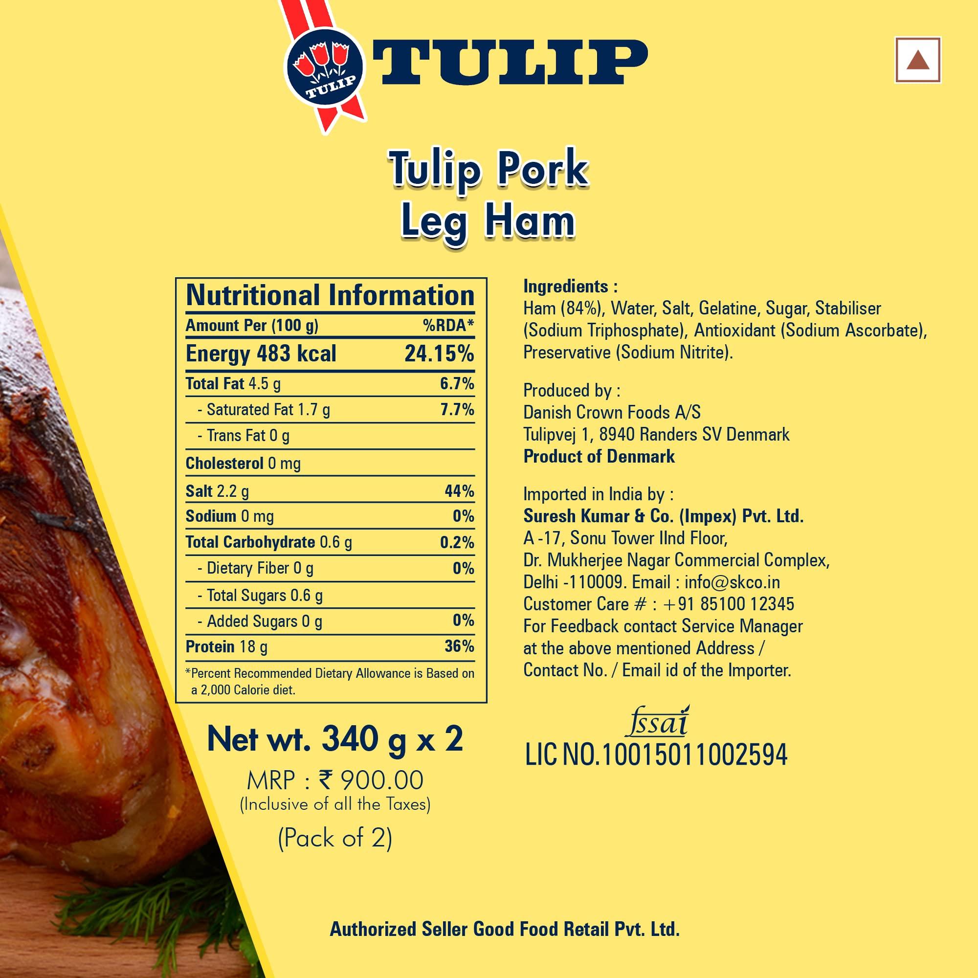 Tulip Tulip Pork Leg Ham 340g Product of Denmark, Pack of 2