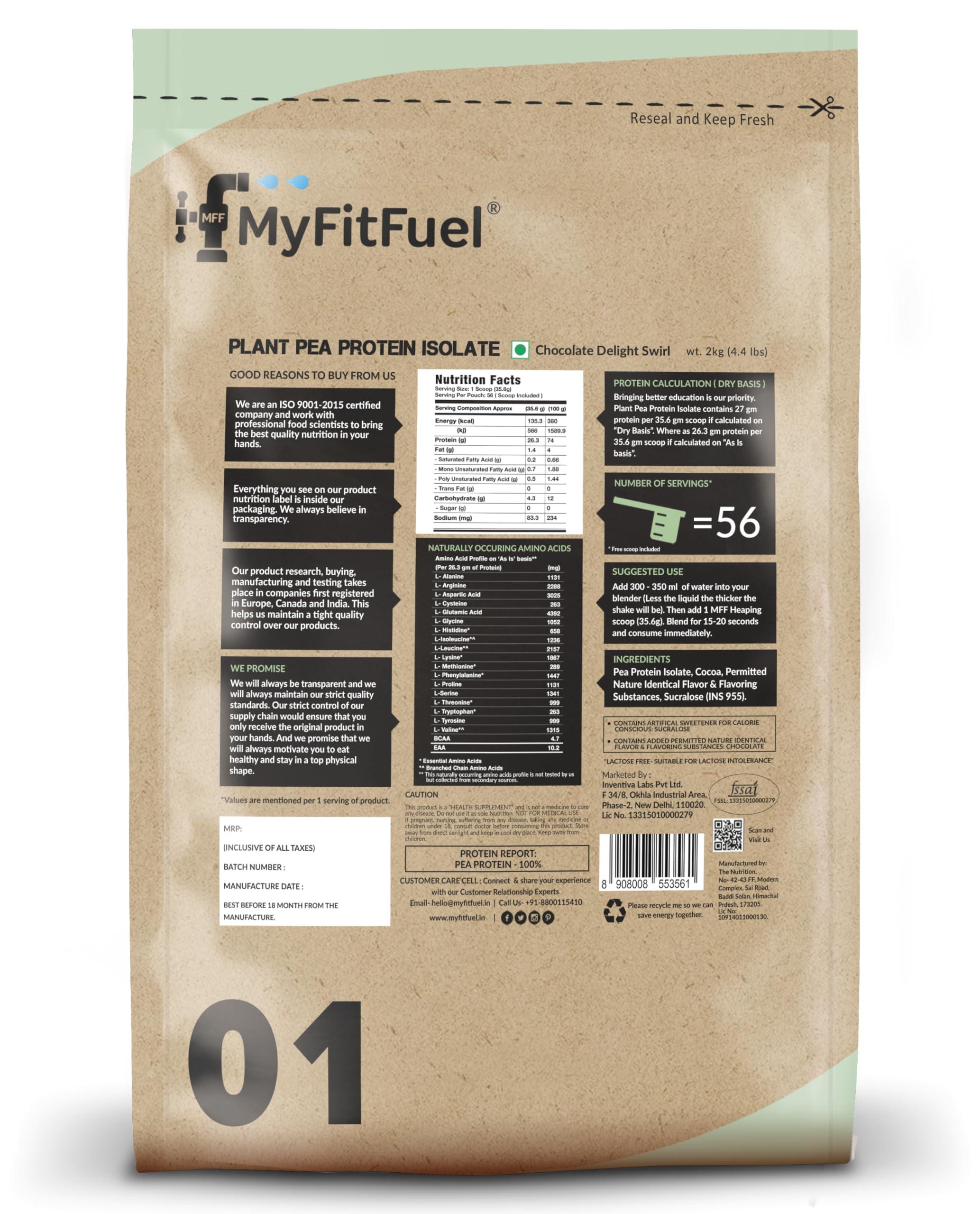 MyFitFuel MyFitFuel MFF Plant Pea Protein 2 Kg (4.4 lbs) Chocolate Delight Swirl