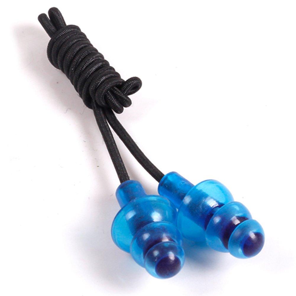 WARP WARP Silicone Waterproof Ear Plugs with Black Elastic Rubber String and Storage Box for Sleeping and Swimming (Blue)