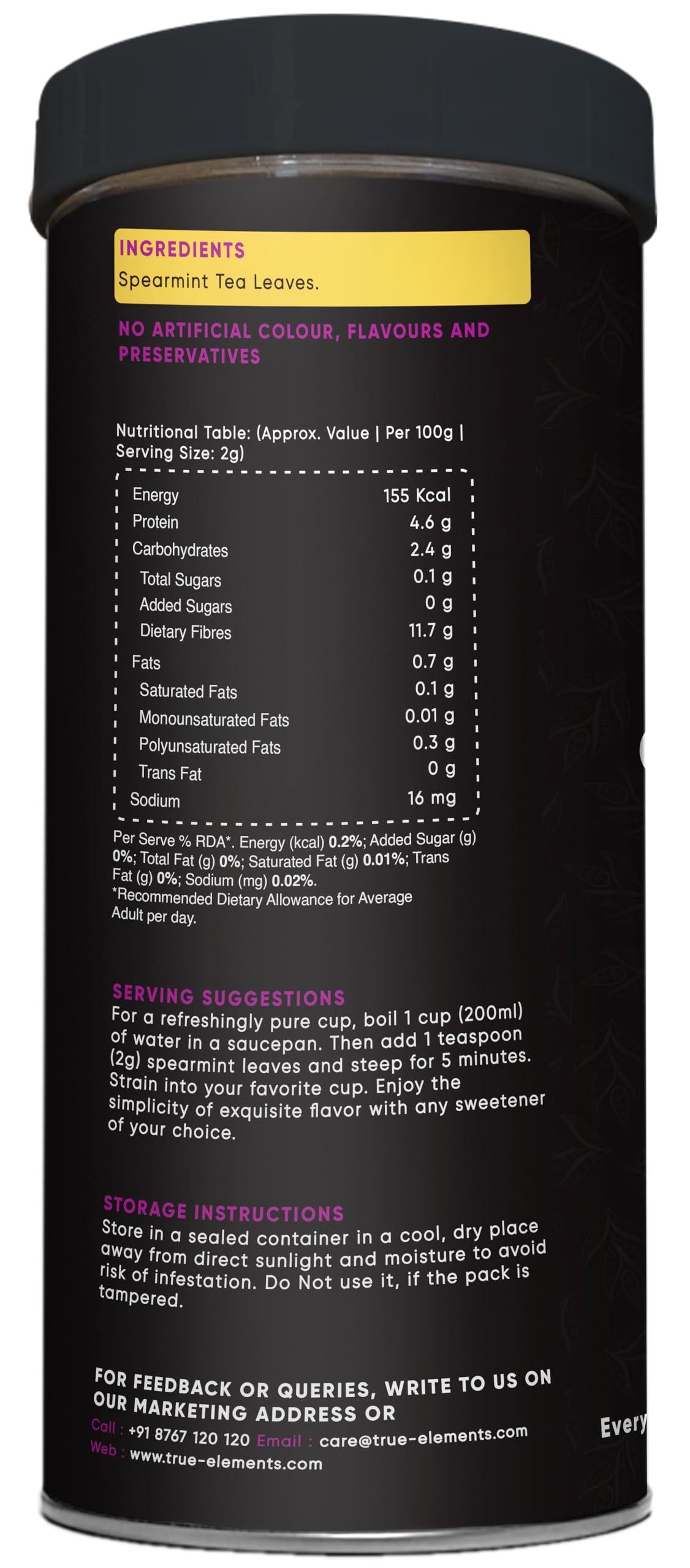 True Elements True Elements Spearmint Herbal Tea 100Gm - Tea For Pcos | Caffeine Free | Helps With Women Health | Loose Leaves