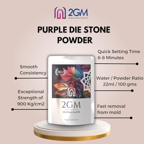 2GM 2GM Dental Die Stone Powder 1 Kg for Prosthetic Teeth Making, Used for Study, Casting Models & Dentist Laboratory Operations, Idols Leg/Hand Casting, Gypsum Powders, Type IV, Pack of 1 (Purple)