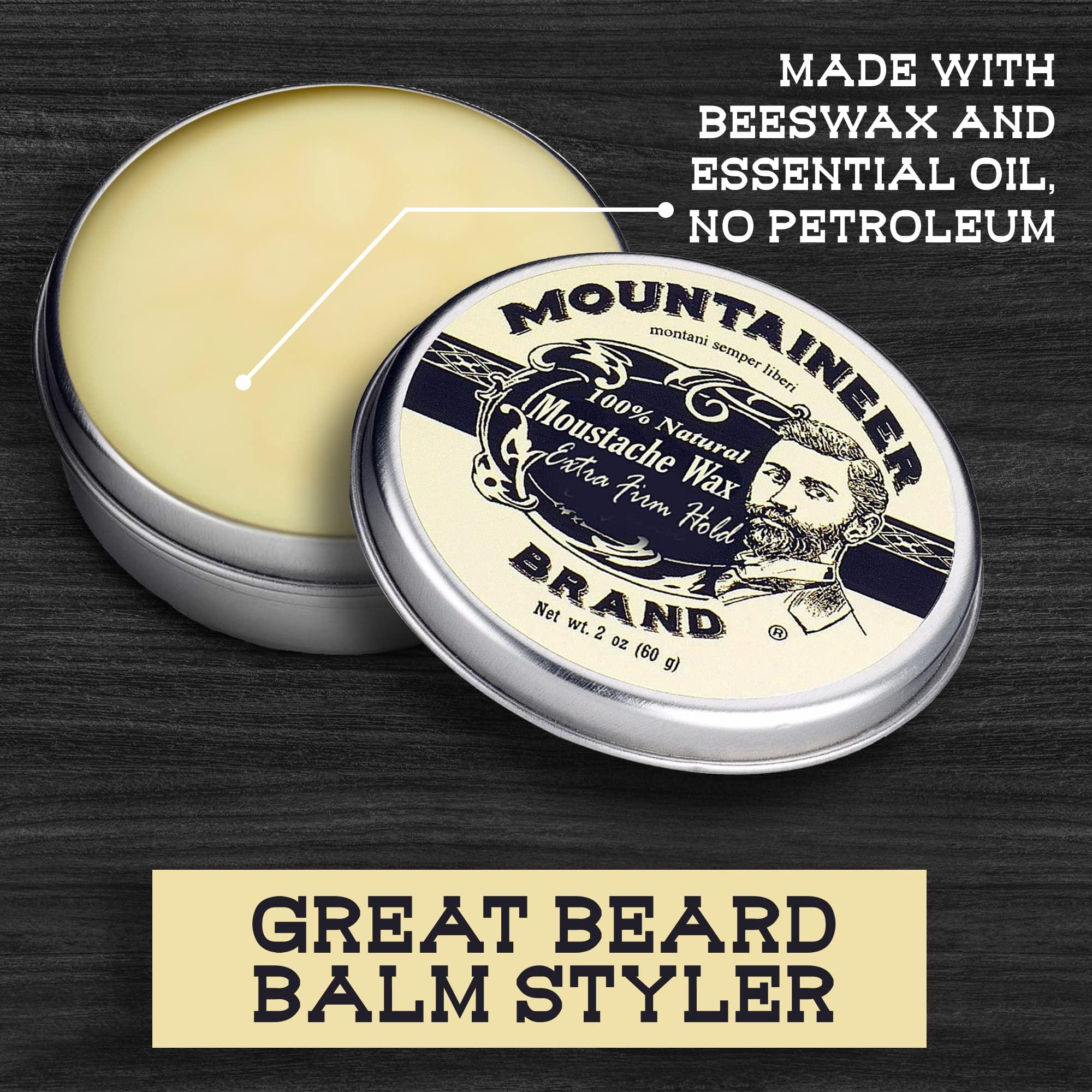 Mountaineer Brand Mustache Wax by Mountaineer Brand - All-Natural, No Residue, Clear and Easy to Use, 2 oz Tin (Extra Firm Hold (Unscented))